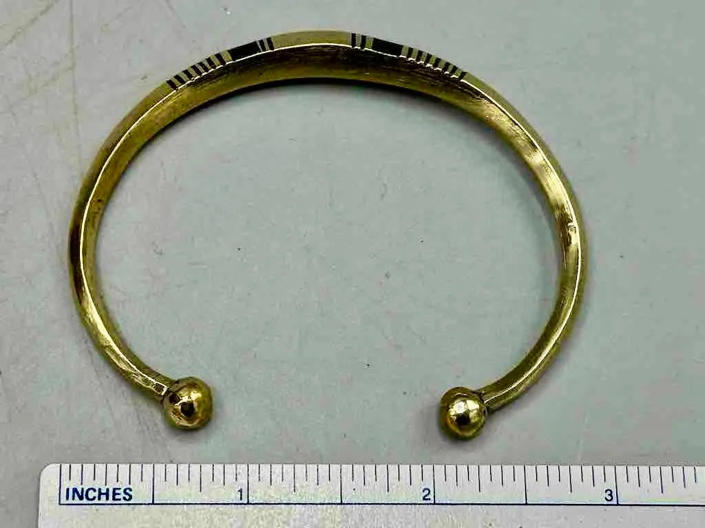 Tuareg Double Bar Multiple Stripe Inlay Squared Brass Bracelet