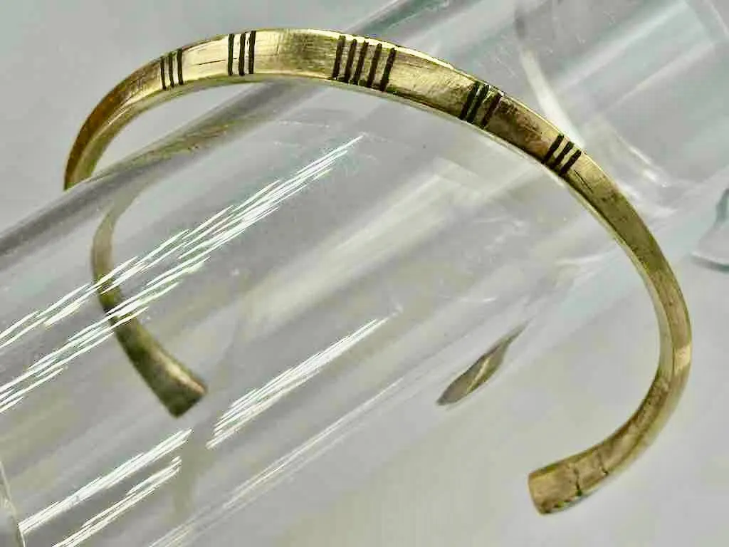 Tuareg Multiple Stripe Inlay Squared Brass Bracelet