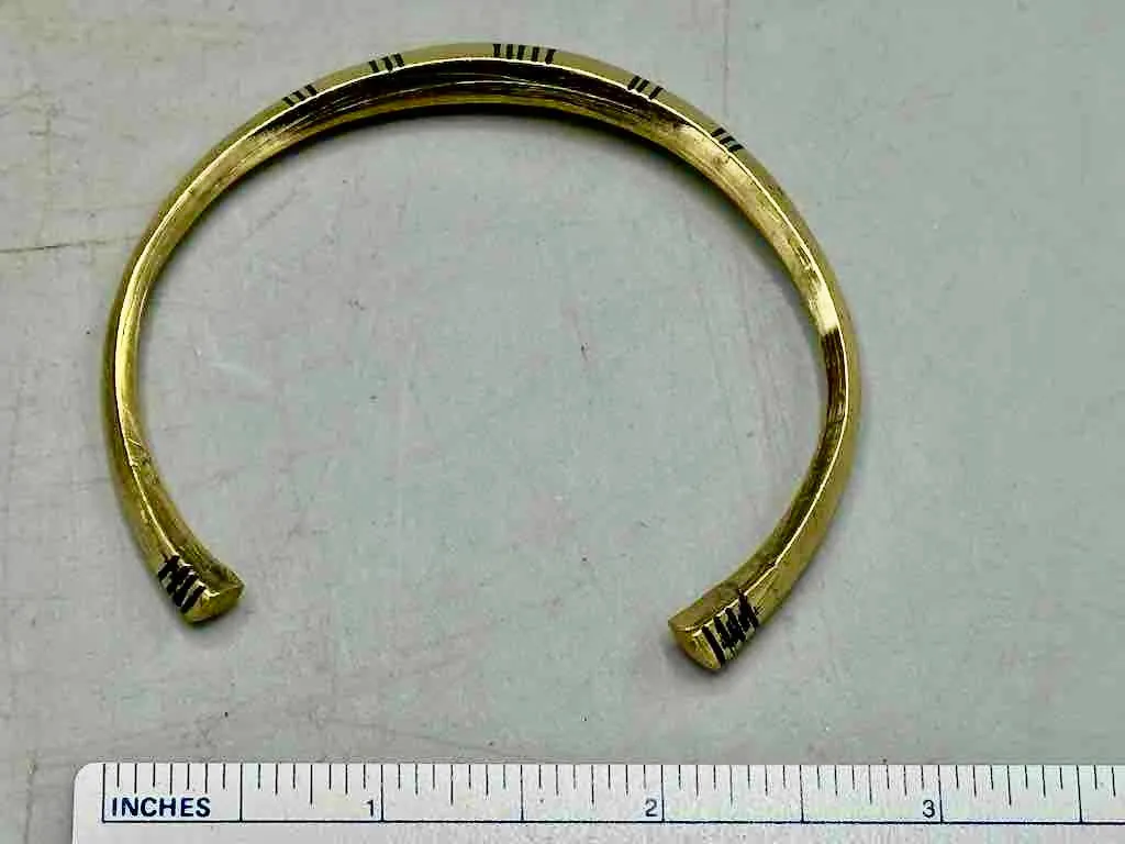 Tuareg Multiple Stripe Inlay Squared Brass Bracelet