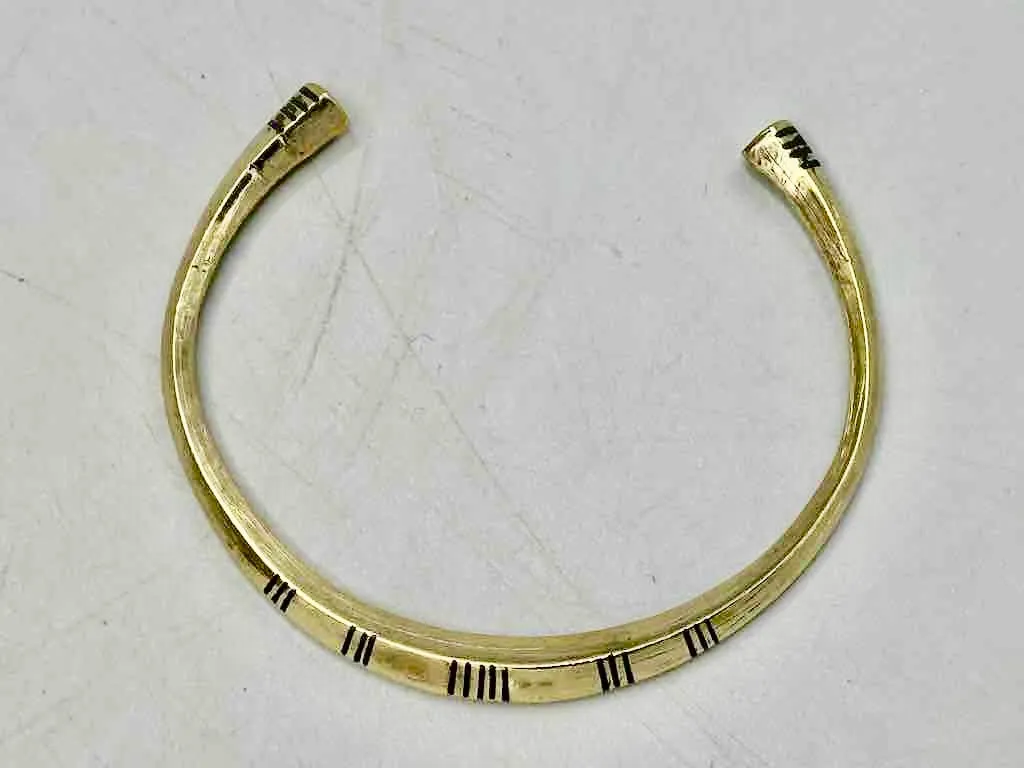 Tuareg Multiple Stripe Inlay Squared Brass Bracelet