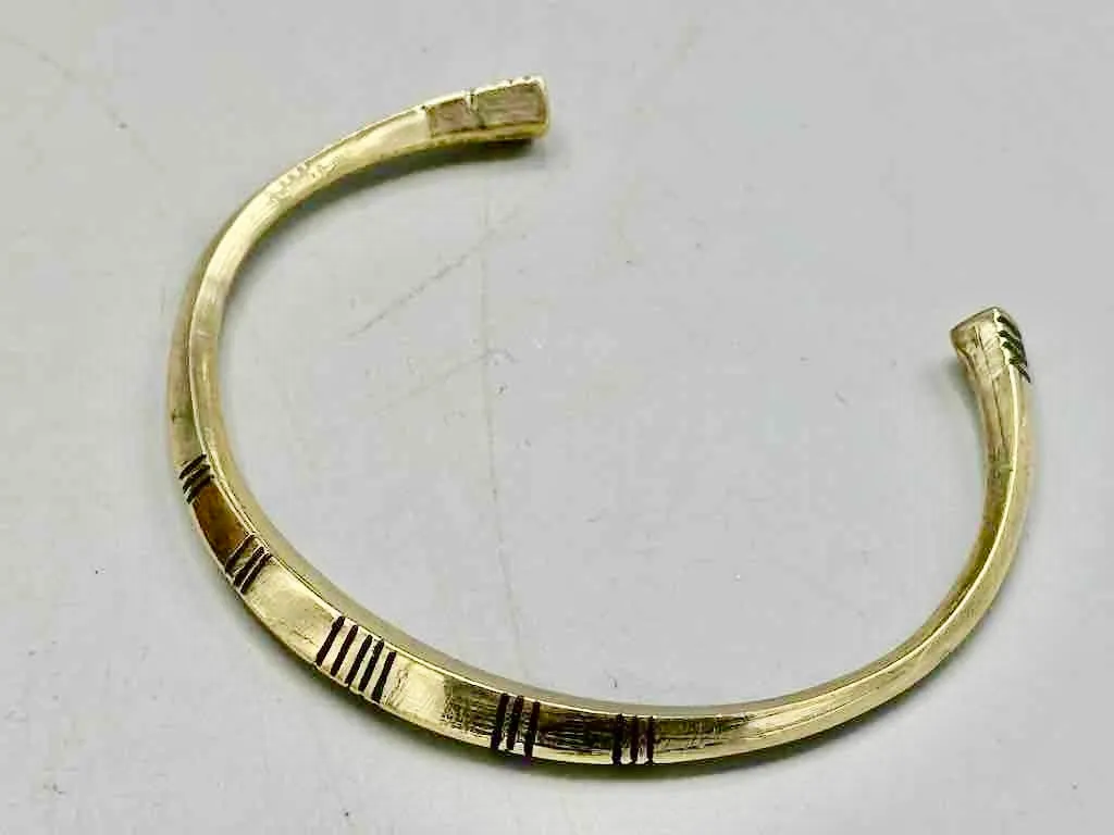 Tuareg Multiple Stripe Inlay Squared Brass Bracelet