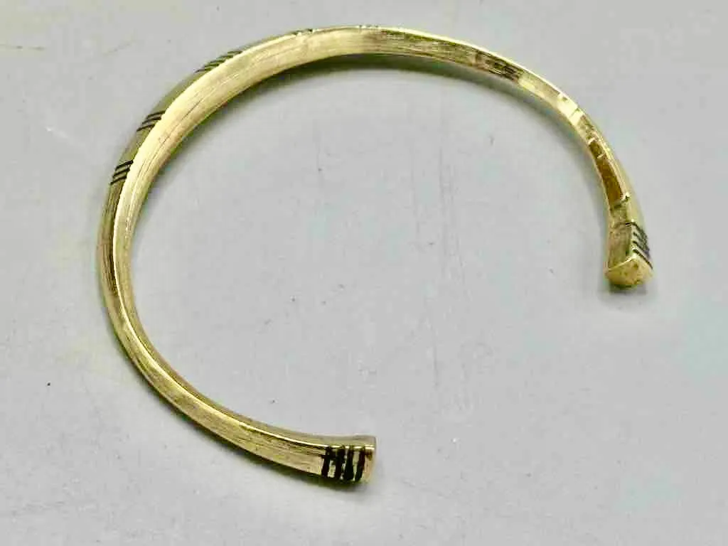 Tuareg Multiple Stripe Inlay Squared Brass Bracelet
