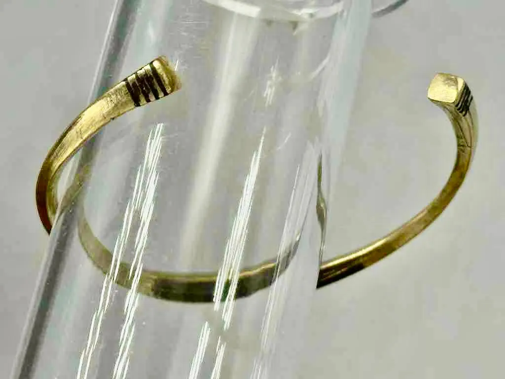 Tuareg Multiple Stripe Inlay Squared Brass Bracelet