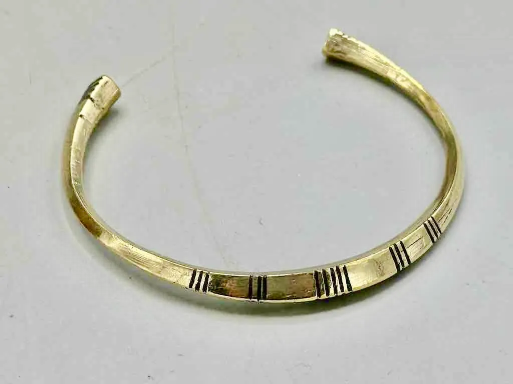 Tuareg Multiple Stripe Inlay Squared Brass Bracelet