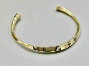 Tuareg Multiple Stripe Inlay Squared Brass Bracelet