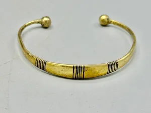 Tuareg Multiple Stripe Wide Flat Brass Bracelet