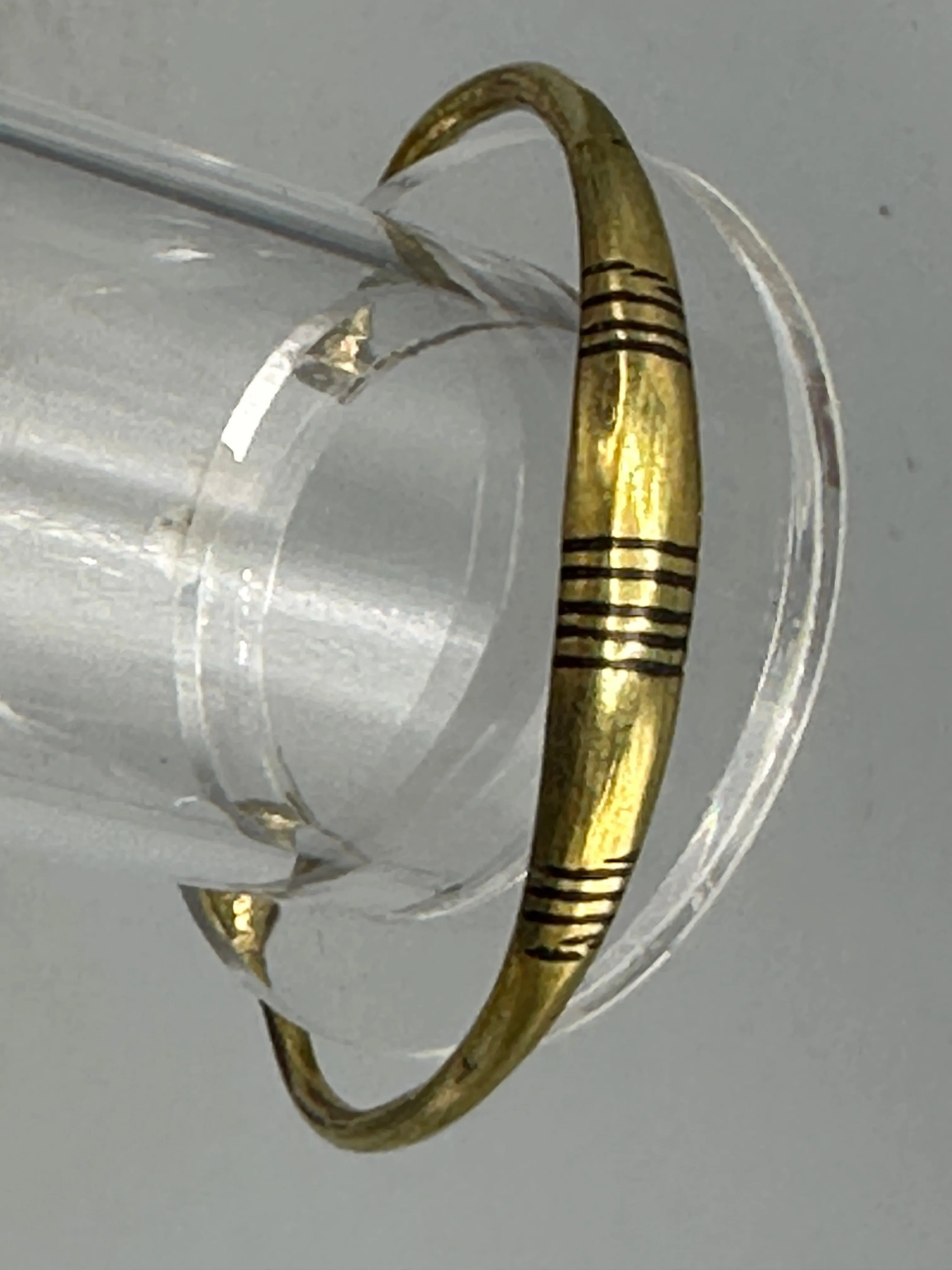 Tuareg Multiple Stripe Wide Flat Brass Bracelet